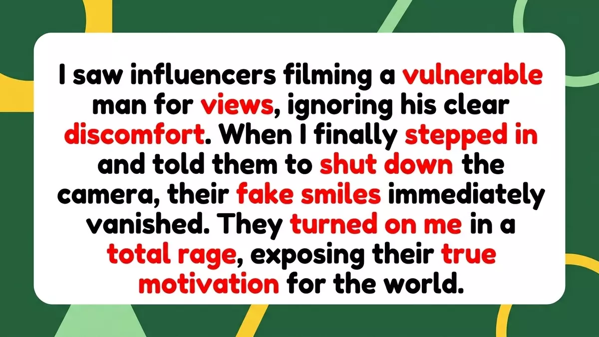Bystander Shuts Down Performative Influencers Exploiting Vulnerable Man for Clout